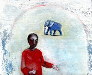 Den modrého slona, 2004, (olej na plátně)